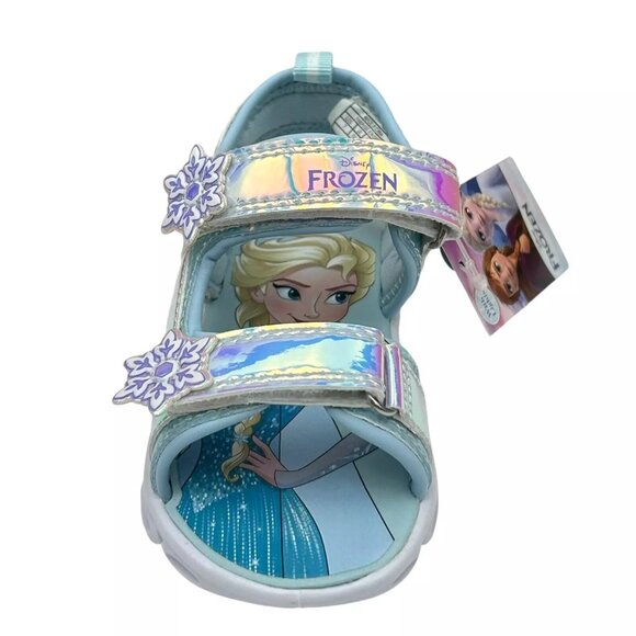 Disney Frozen Anna & Elsa Toddler Girl's Light-up Sandals Size 9 Silver/Aqua - Picture 5 of 13